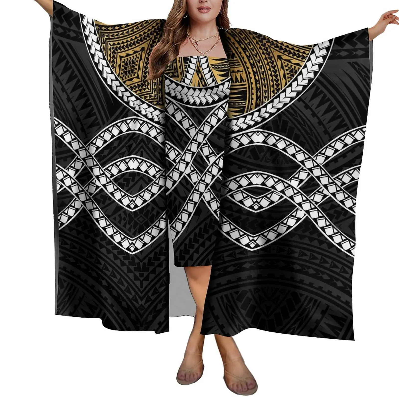 1 MOQ Индивидуальный Дизайн HD Печать Полинезийский Племенной Женский Пляжный Солнцезащитный Крем Шаль Пляжный Саронг Шарф Леди Легкий Комплект Платья Саронг 2