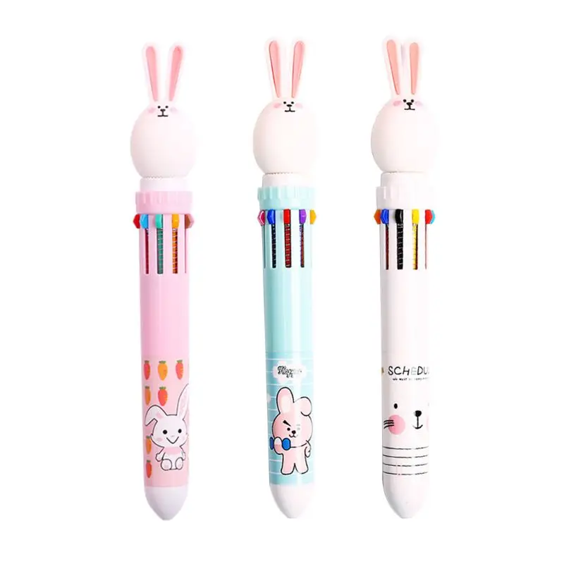 10 Цветов 0,5 мм Шариковая ручка с милым Мультяшным кроликом, Канцелярские принадлежности для школы прессы A W3JD 0