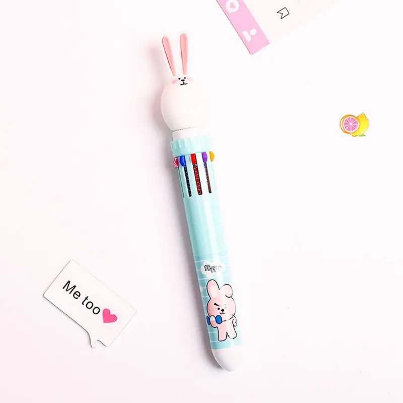 10 Цветов 0,5 мм Шариковая ручка с милым Мультяшным кроликом, Канцелярские принадлежности для школы прессы A W3JD 3