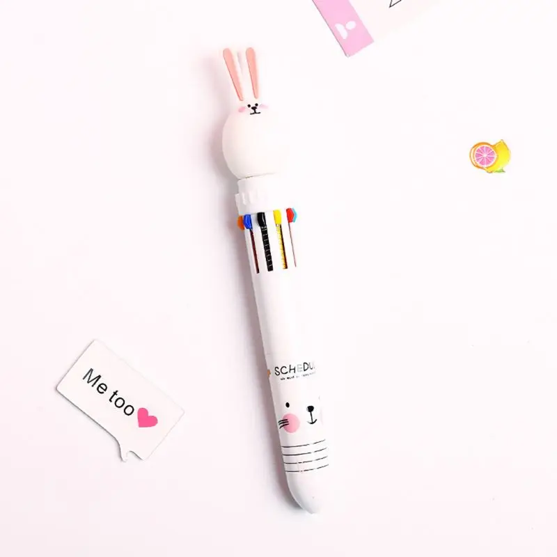 10 Цветов 0,5 мм Шариковая ручка с милым Мультяшным кроликом, Канцелярские принадлежности для школы прессы A W3JD 4