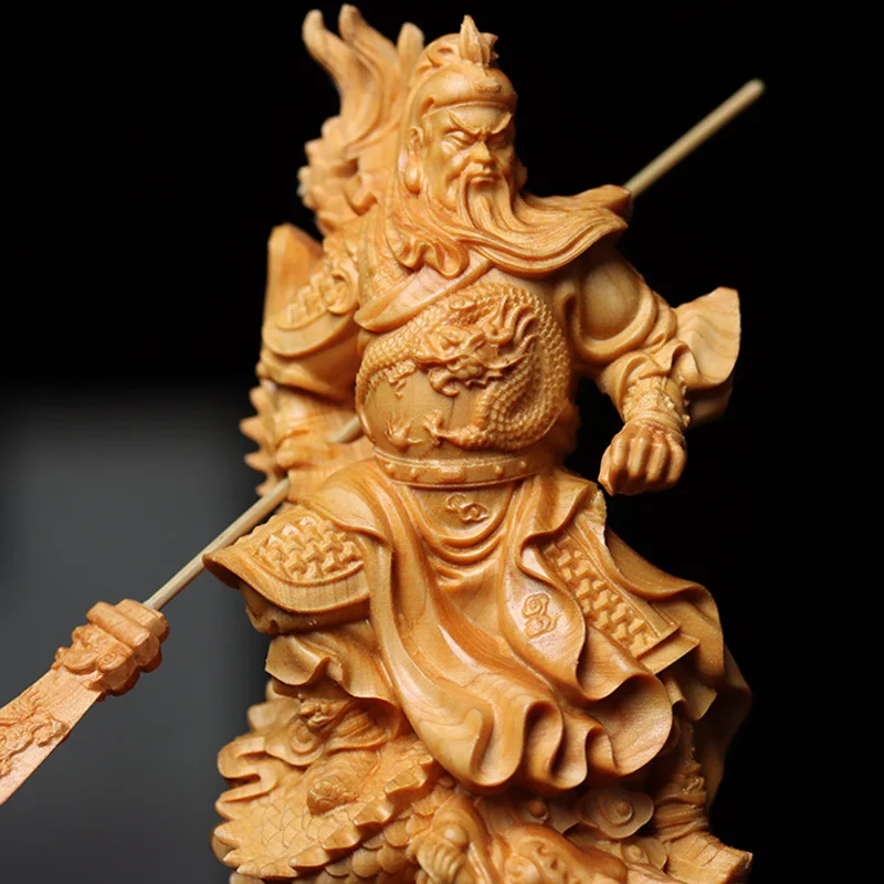 12 см Традиционные деревянные фигурки ручной работы периода Трех Королевств Коулун Гуань Гун Статуя домашнего декора 2