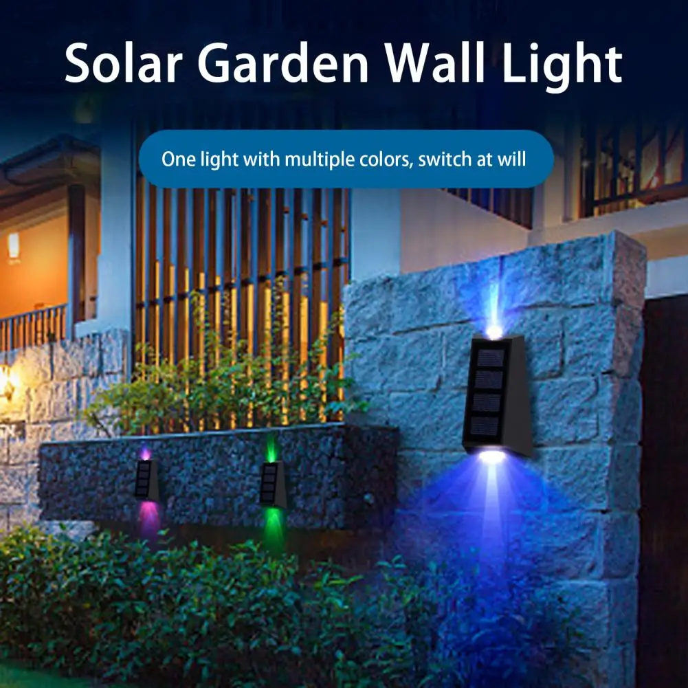 2шт солнечные настенные светильники IP65 водонепроницаемый Ультра-яркий отверстием для подвешивания АБС Открытый сад солнечные настенные светильники, огни забор для двора 1