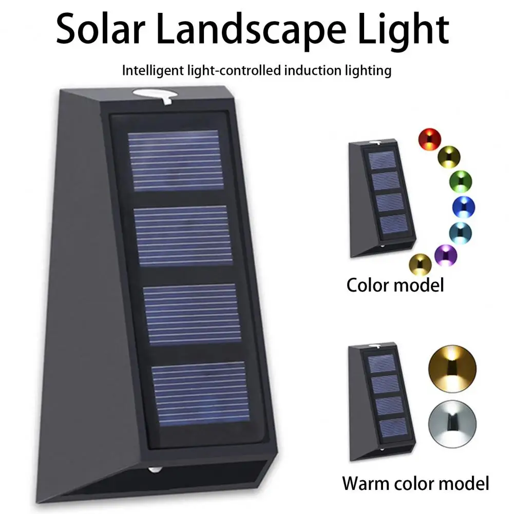 2шт солнечные настенные светильники IP65 водонепроницаемый Ультра-яркий отверстием для подвешивания АБС Открытый сад солнечные настенные светильники, огни забор для двора 4