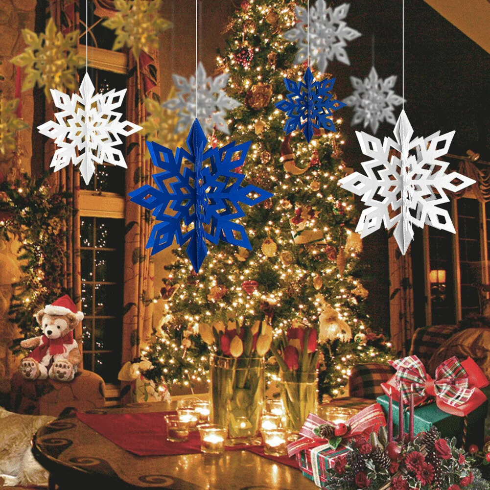 6ШТ Рождественский 3D-шарм в виде снежинки, Рождественское украшение потолка, Искусственные снежинки, Новогодняя вечеринка для дома, Зимний декор 0