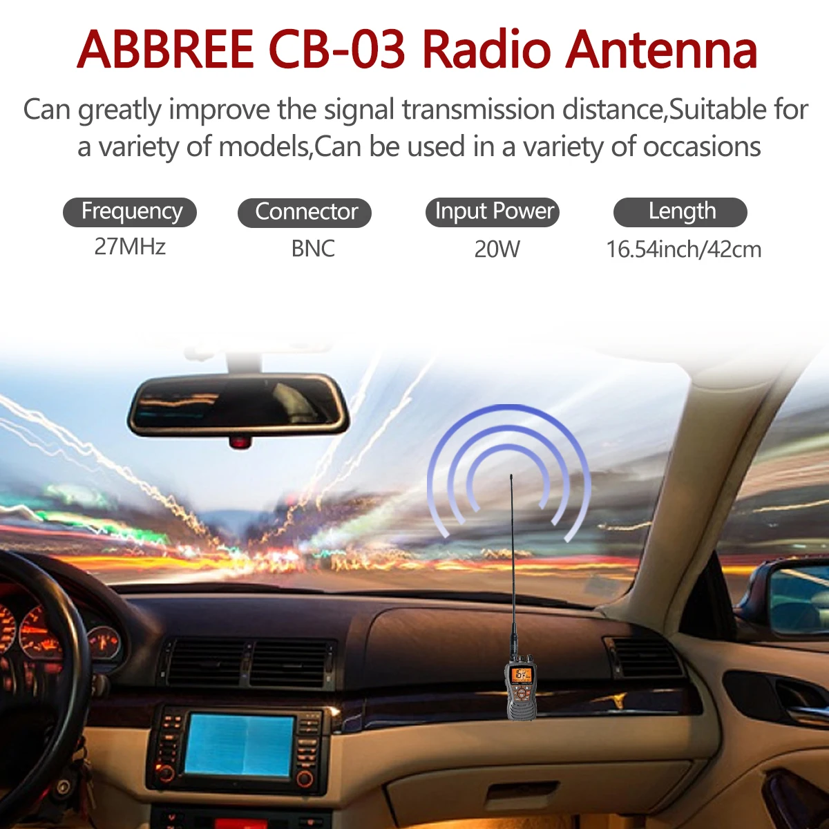 ABBREE 27 МГц Антенна BNC Разъем 42 СМ Портативная Рация Антенна для Cobra Midland Uniden Anytone CB Портативное Радио 4