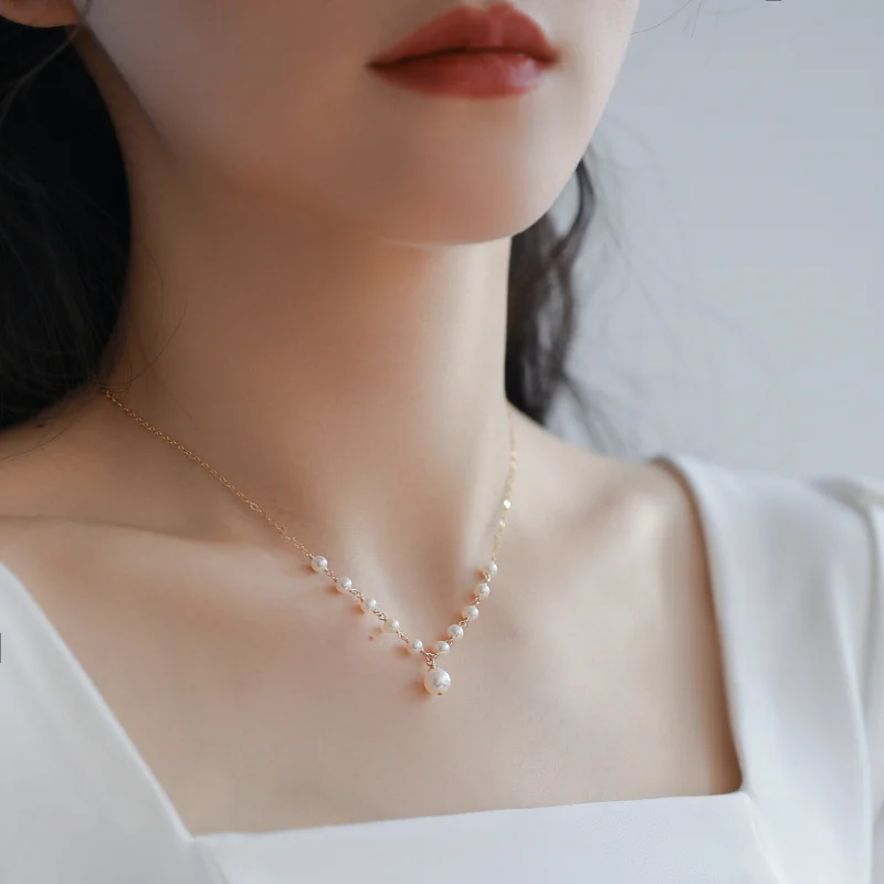 Minar Корейская Мода Подлинный Пресноводный Жемчуг Очаровательные Ожерелья для Женщин 14K Позолоченный Латунный Чокер Ожерелье Свадебные Украшения 0