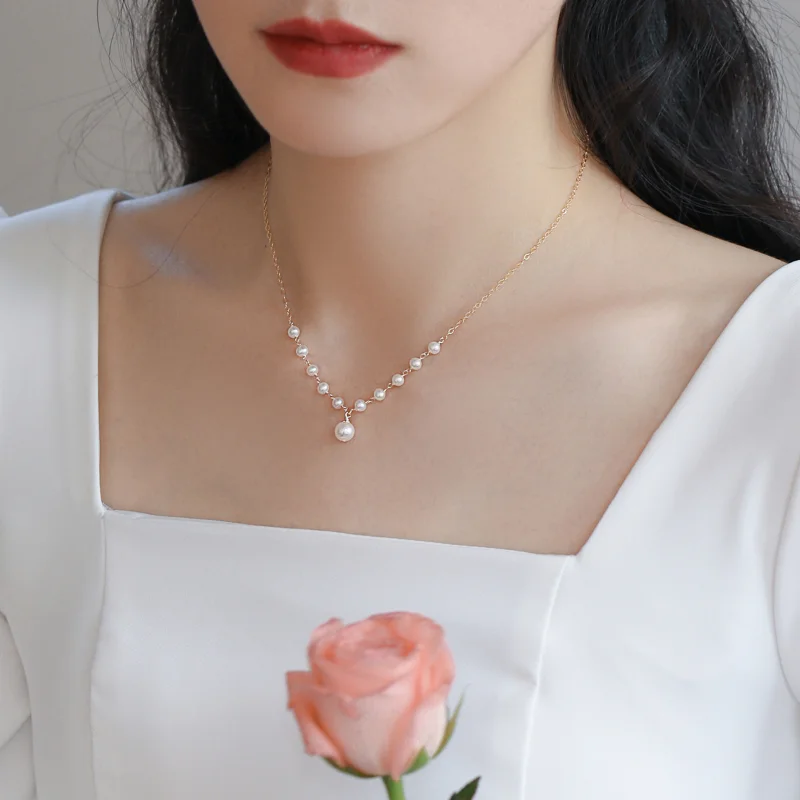 Minar Корейская Мода Подлинный Пресноводный Жемчуг Очаровательные Ожерелья для Женщин 14K Позолоченный Латунный Чокер Ожерелье Свадебные Украшения 3