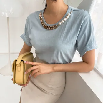 Винтажный женский модный летний топ, женская футболка оверсайз с короткими рукавами, повседневная свободная элегантная блузка Y2k, верхняя одежда