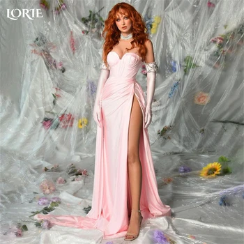 LORIE, Светло-розовые роскошные вечерние платья Русалки, сексуальное ночное платье с высоким разрезом сбоку, плиссированное платье-сердечко с открытыми плечами, вечерние платья 2023
