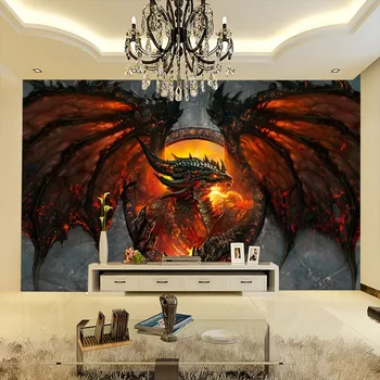 Пользовательские 3D Фотообои Огненный Дракон Большие Фрески Художественный Декор Домашнего Интерьера Спальня Гостиная Обои Papel De Parede 3D