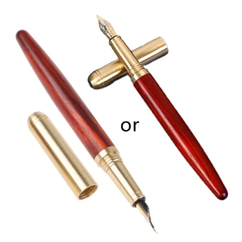 Перьевая ручка с поршневым наполнением Деревянная деловая ручка с чернилами для каллиграфии средней толщины