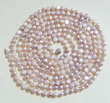 Бесконечное ожерелье из пресноводного жемчуга в стиле барокко 7-8 мм 200 см лавандового цвета