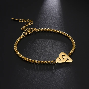 Толстый треугольный браслет с подвеской в виде Кельтского узла, браслет-цепочка из нержавеющей стали для мужчин, женский браслет, Ювелирный подарок