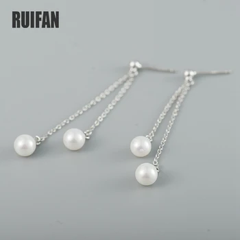 Модные серьги-капли с кисточкой из жемчуга Ruifan, подлинное серебро 925 пробы, висячие серьги-капли для женщин, женские ювелирные аксессуары YEA175