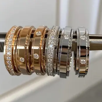 Европейское классическое вращающееся кольцо из стерлингового серебра 925 пробы для мужчин и женщин, модные легкие пары элитных брендов, высококачественные ювелирные изделия