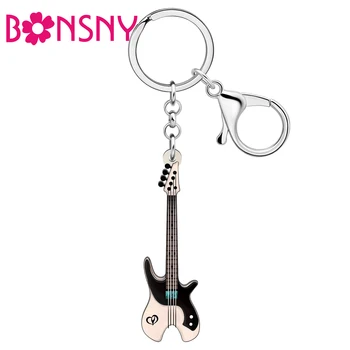 Bonsny Акриловые Музыкальные инструменты Гитары Брелки для ключей Брелоки для автомобильных сумок Модные украшения для женщин Подарки подросткам