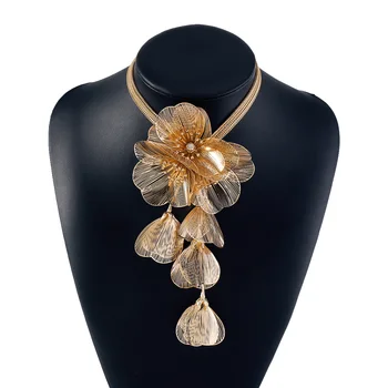 Модное ожерелье с медным цветком ручной работы, модные ювелирные изделия золотого цвета, ожерелья для женщин, аксессуары, подарки для вечеринок