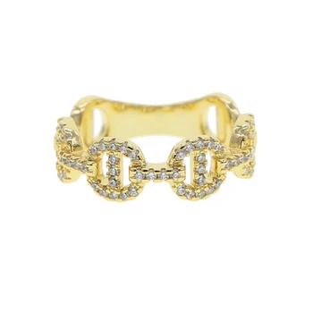 кубический цирконий с микро-покрытием Золотого цвета, классическая женская мода, модная цепочка с фианитами, обручальное кольцо с фианитами, кольца для пальцев