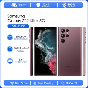 Samsung Galaxy S22 Ultra 5G S908B S908U Восстановленный Оригинальный Смартфон с аккумулятором отпечатков пальцев 6,8 