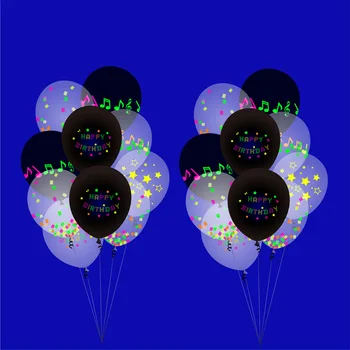 10шт 12-дюймовые Черные Прозрачные светящиеся музыкальные ноты для вечеринки с воздушными шарами, праздничные заметки на день рождения, принадлежности для вечеринки с воздушными шарами из алюминиевой фольги