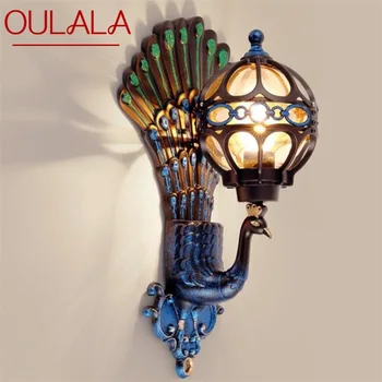 Жестяные наружные настенные бра, классическая светодиодная лампа с павлином, водонепроницаемая домашняя декоративная для крыльца