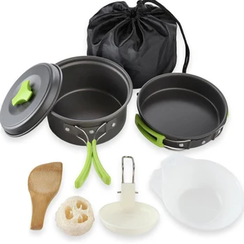 Набор посуды для кемпинга, уличный алюминиевый Набор для приготовления пищи, Чайник, кастрюля, кастрюля для путешествий, Пикника, барбекю, Посуда, оборудование