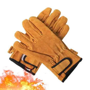 Перчатки для дровяной печи Перчатки для дров Мужские утолщенные перчатки для барбекю С изоляцией Огнестойкая Изоляция, Устойчивая к высоким температурам Для