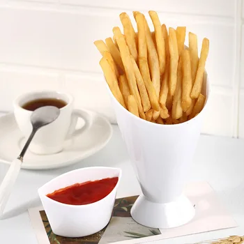 2в1 Портативная Подставка для картофеля фри с чашкой-горлышком, чашка для обмакивания в ассорти соуса, чашка для подачи соуса, 2в1 Чашка для обмакивания в рожок для картофеля фри