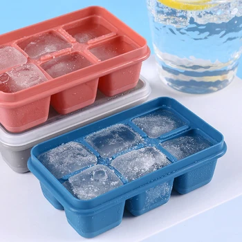 Мини-лотки для кубиков льда с 6 сетками Многоразового использования Силиконовая форма для кубиков льда Квадратная Форма для мороженого С крышкой Холодильник Коробка для приготовления кубиков льда