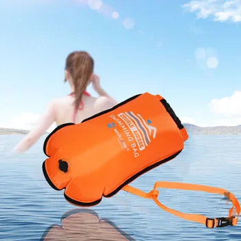 20L Надувной Плавательный Буй Drybag Для Водных Видов Спорта Пловцы Буксируют Поплавковые Сухие Мешки Двойной Воздушный Мешок С Поясным Ремнем Безопасности Хранения