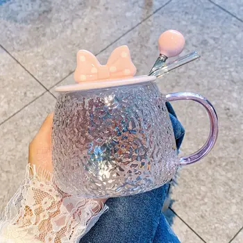 Высококачественная кружка в стиле Ins с крышкой, ложка из термостойкого стекла, детская кружка для воды, пара чашек для кофе и чая для завтрака