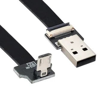 Наклоненный под углом Micro USB 5Pin Штекер к USB 2.0 Type-A Штекерный Кабель для Передачи данных Flat Slim FPC для FPV, Диска и Телефона
