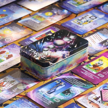 Новоприбывшим молодым людям 2023 года нравятся высококачественные колоды карт Таро-оракула, Железные коробки Таро, позолоченные игральные карты с технологическим процессом