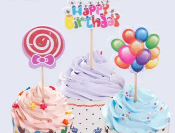 12 шт./пакет, украшения для вечеринки с Днем рождения, Маленький воздушный шар / Любовный торт, карточки-вкладыши, Овальный красочный воздушный шар, прекрасный подарок