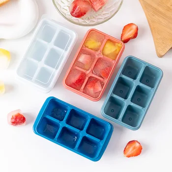 Силиконовая форма для кубиков льда с 6 сетками и крышкой Инструменты для приготовления мороженого своими руками Форма для льда Форма для шоколадного желе ручной работы Производитель мороженого