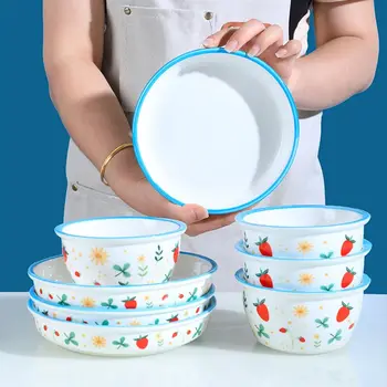 Набор керамических мисок Fresh INS в корейском стиле, керамическая тарелка с рисунком клубники и четырехлистной травы, Овощная тарелка, десертная тарелка