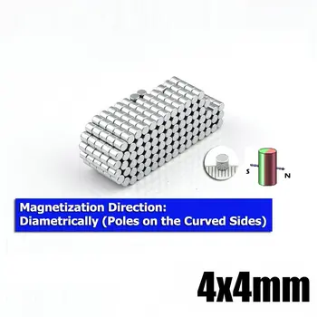 100шт Неодимовых Магнитов С Диаметральным Намагничиванием Диаметром 4x4 мм 0,157 