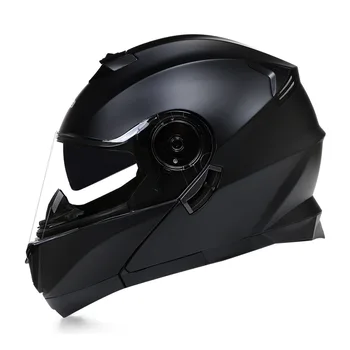 Матовый Черный шлем с двойными линзами, Мотоциклетные Мужские и женские гоночные шлемы, Модульный шлем для быстрой езды, Каско для мотокросса, Унисекс