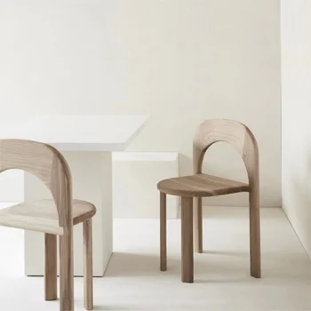 Домашний обеденный стул с дубовой спинкой в скандинавском стиле, мебель для гостиной, деревянный стул, садовые уличные предметы интерьера салона красоты