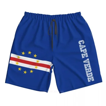 Летние мужские пляжные шорты с 3D принтом флага страны Кабо-Верде из полиэстера 2023 года, летние брюки для бега с карманами на пляже