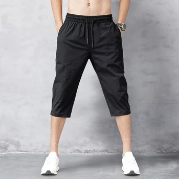 Мужские шорты Летние Brches 2023, Тонкие нейлоновые брюки длиной 3/4, мужские бермуды, быстросохнущие пляжные черные мужские длинные шорты