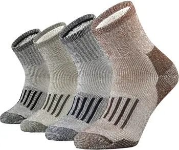 Мужские походные носки из шерсти мериноса, впитывающие влагу, утолщенные, теплые, для рыбалки, на толстой подушке, четверть носков, 4 пары, Размер Евро 43-46