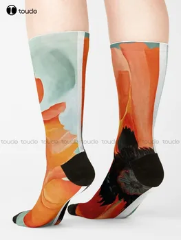 Носки O'Keeffe Red Poppy - 1928, Тренировочные носки, Женская мода, Креативный досуг, Забавное искусство Харадзюку, Абстрактная живопись маслом, Носки, искусство