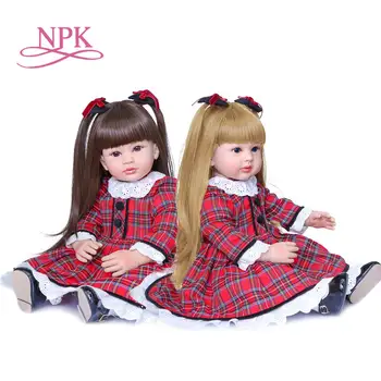 NPK 60 см длинные волосы мягкие силиконовые возрожденные куклы для маленьких девочек реалистичные новорожденные куклы подарок для девочек возрожденные куклы детские игрушки