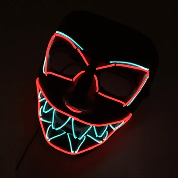 Хэллоуин Светодиодная Маска Дьявола Вечеринка Неоновая Светящаяся Маскарадная маска Ужаса Для лица Светящаяся Страшная маска Фестиваль Косплей Костюмов