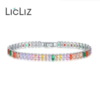 LicLiz, Новая мода, 6 цветов, Теннисные браслеты для женщин, Красочный кристалл Циркона, Цепочка из белого золота, ювелирные изделия LUB0181k