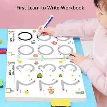 Многоразовая тетрадь для занятий магией для детей с ручками для рисования и ластиком, обучающая написанию алфавита, набор волшебных тетрадей для рисования