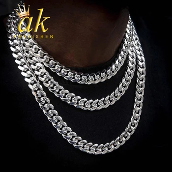 Aokaishen, ожерелье из нержавеющей стали для мужчин, Майами, Кубинская цепочка, колье, классические украшения в стиле хип-хоп