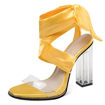 Прозрачные женские летние босоножки на ультравысоком каблуке с галстуком-бабочкой, Модные женские босоножки на толстом каблуке с круглой головкой и стразами