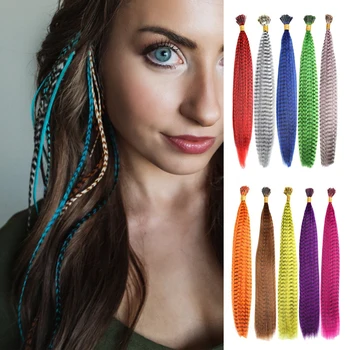XINRAN Цветные подставки из перьев для наращивания волос, искусственные аксессуары для волос rainbow, женские шиньоны для наращивания волос